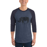 Unisex 3/4 sleeve Vegan Rhinoceros raglan shirt