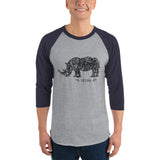 Unisex 3/4 sleeve Vegan Rhinoceros raglan shirt