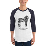 Vegan Gorilla - 3/4 Sleeve Raglan Shirt
