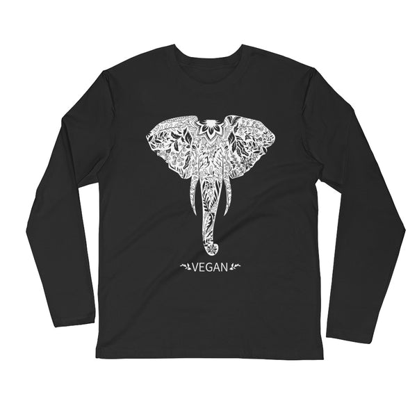 Vegan Elephant Long Sleeve Fitted Crew