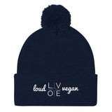 Ladies Loud Love Vegan Pom Pom Knit Cap
