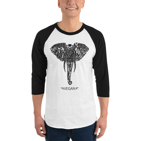 Loud Vegan Elephant 3/4 Sleeve Shirt (unisex)