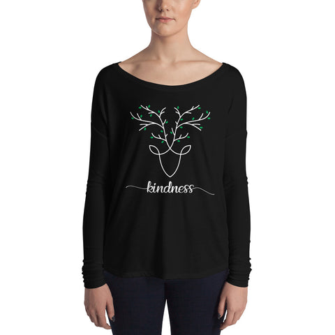 Loud Vegan Kindness Deer Ladies' Long Sleeve Tee